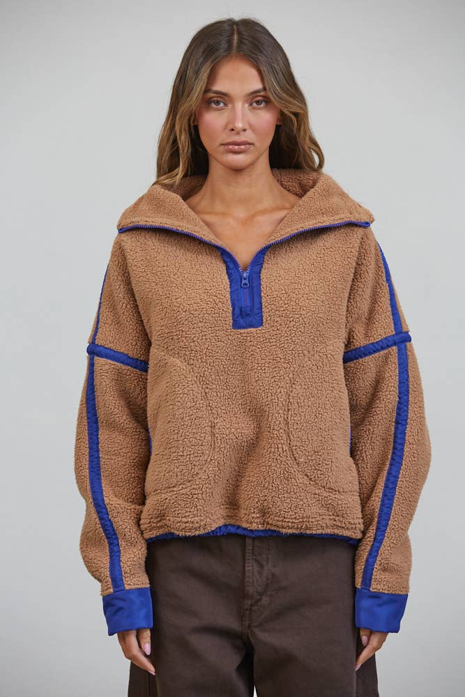 Teddy Sherpa Fleece Half Zip Pullover