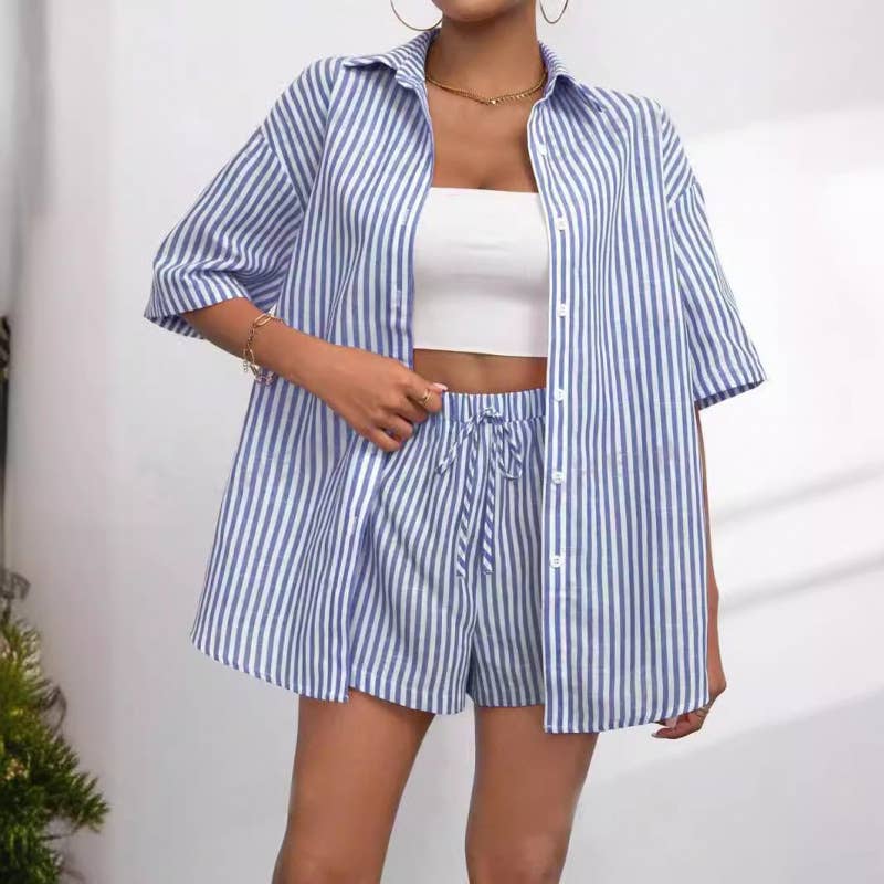 Beach Please Button Up / Shorts Set