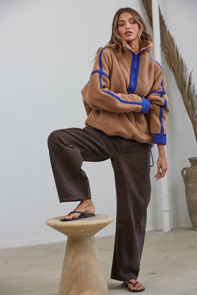 Teddy Sherpa Fleece Half Zip Pullover