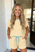 Butter Yellow and Blue Shorts Set