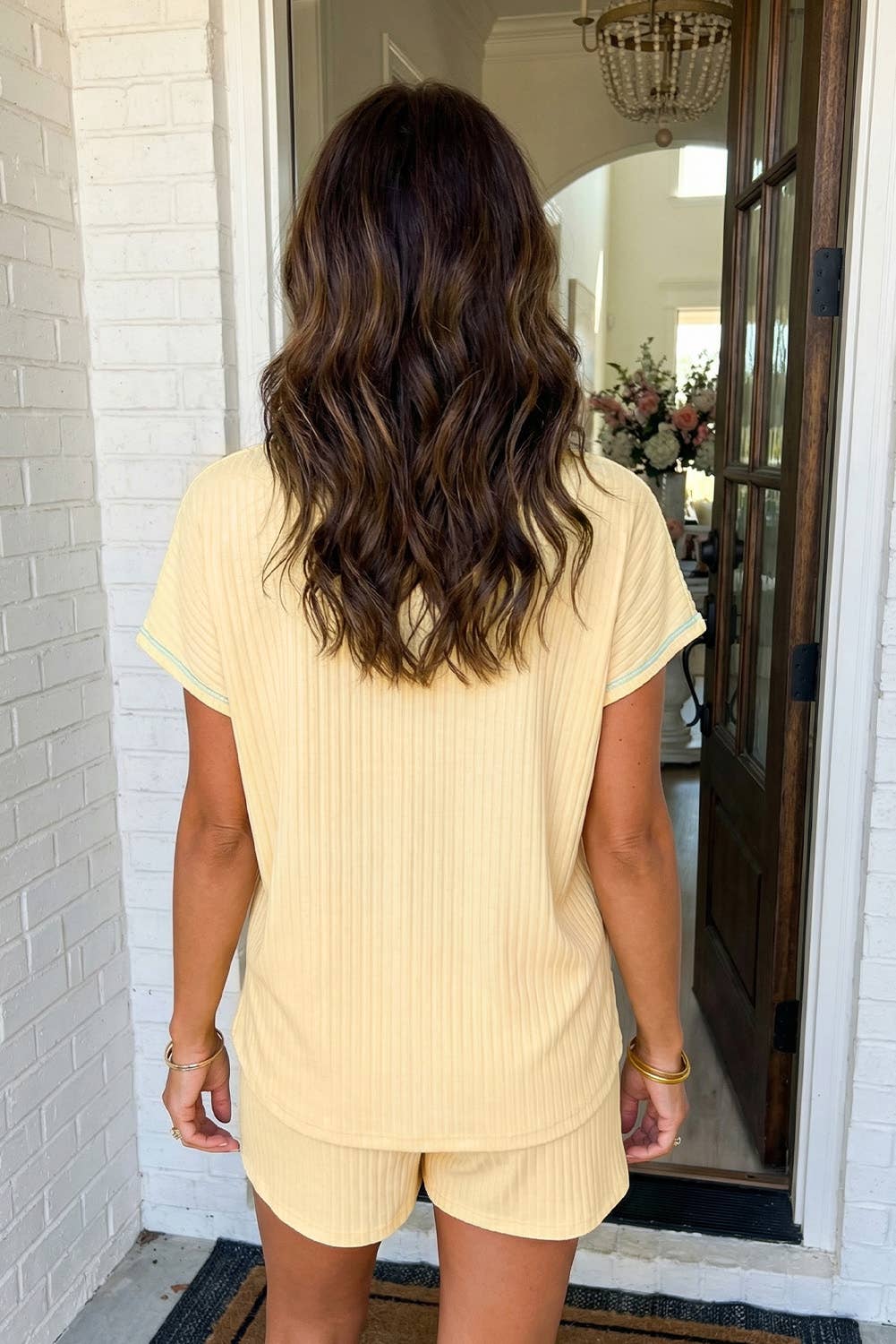 Butter Yellow and Blue Shorts Set