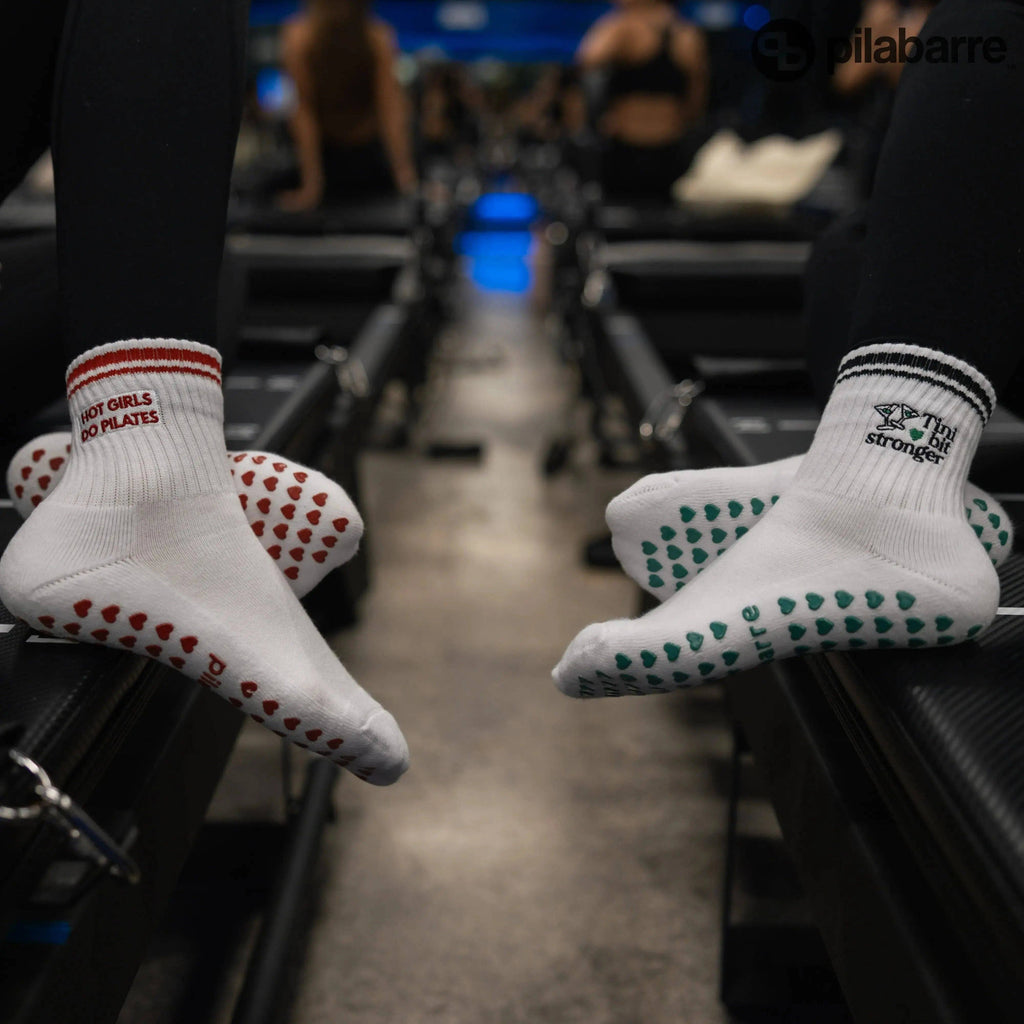 Hot Girls Do PILATES Socks - WHITE/RED