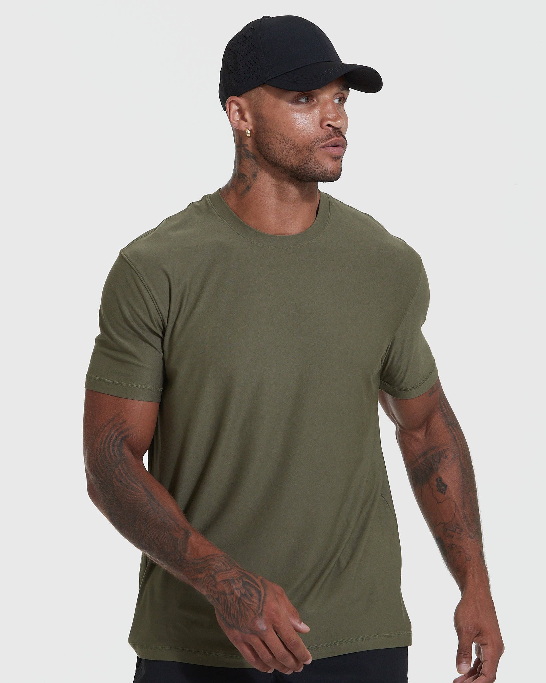 Short Sleeve T-Shirt | Active | Crew Neck | Military Green