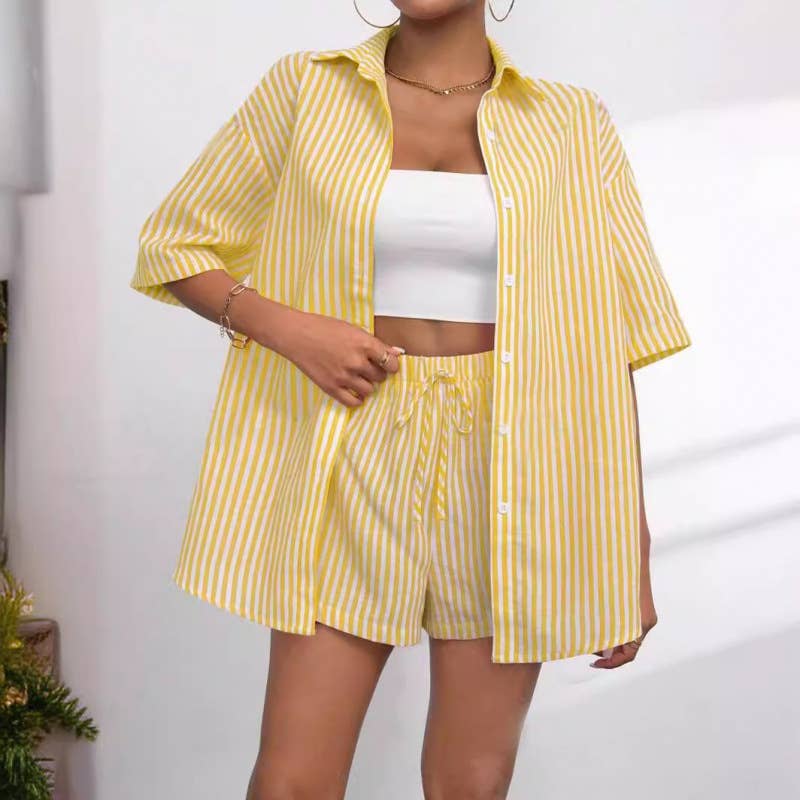 Beach Please Button Up / Shorts Set