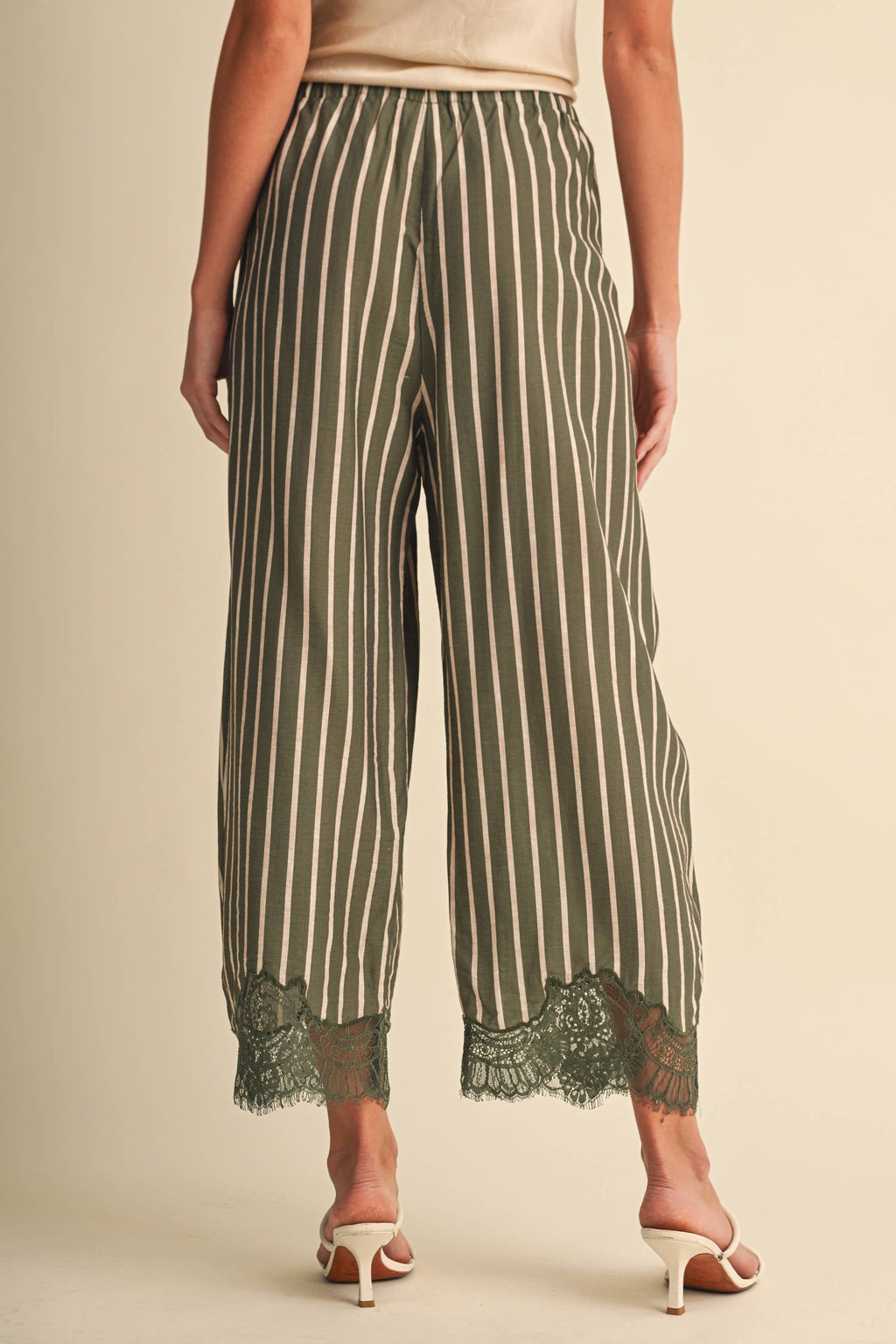 IP1597 LACE HEM STRIPED BARREL CULOTTES