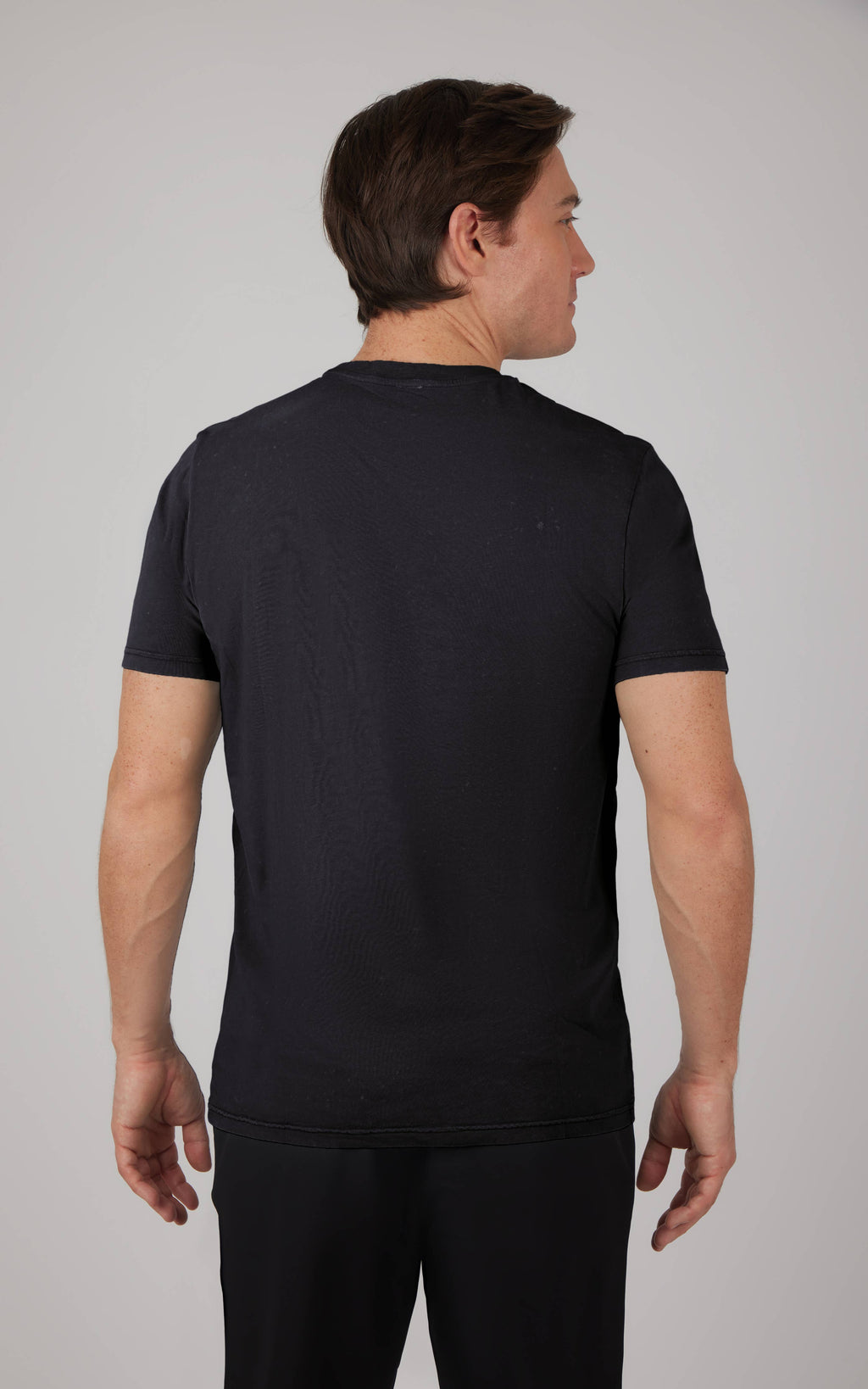 Men's Acid Washing Short Sleeve Crew Neck T shirt: Black
