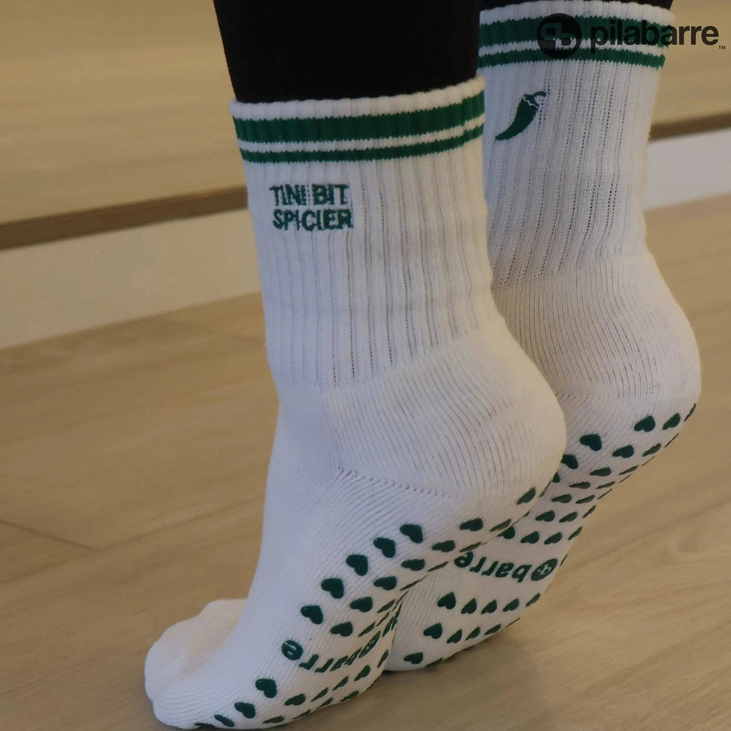 Tini Bit Spicier Grip Socks - Cream & Green