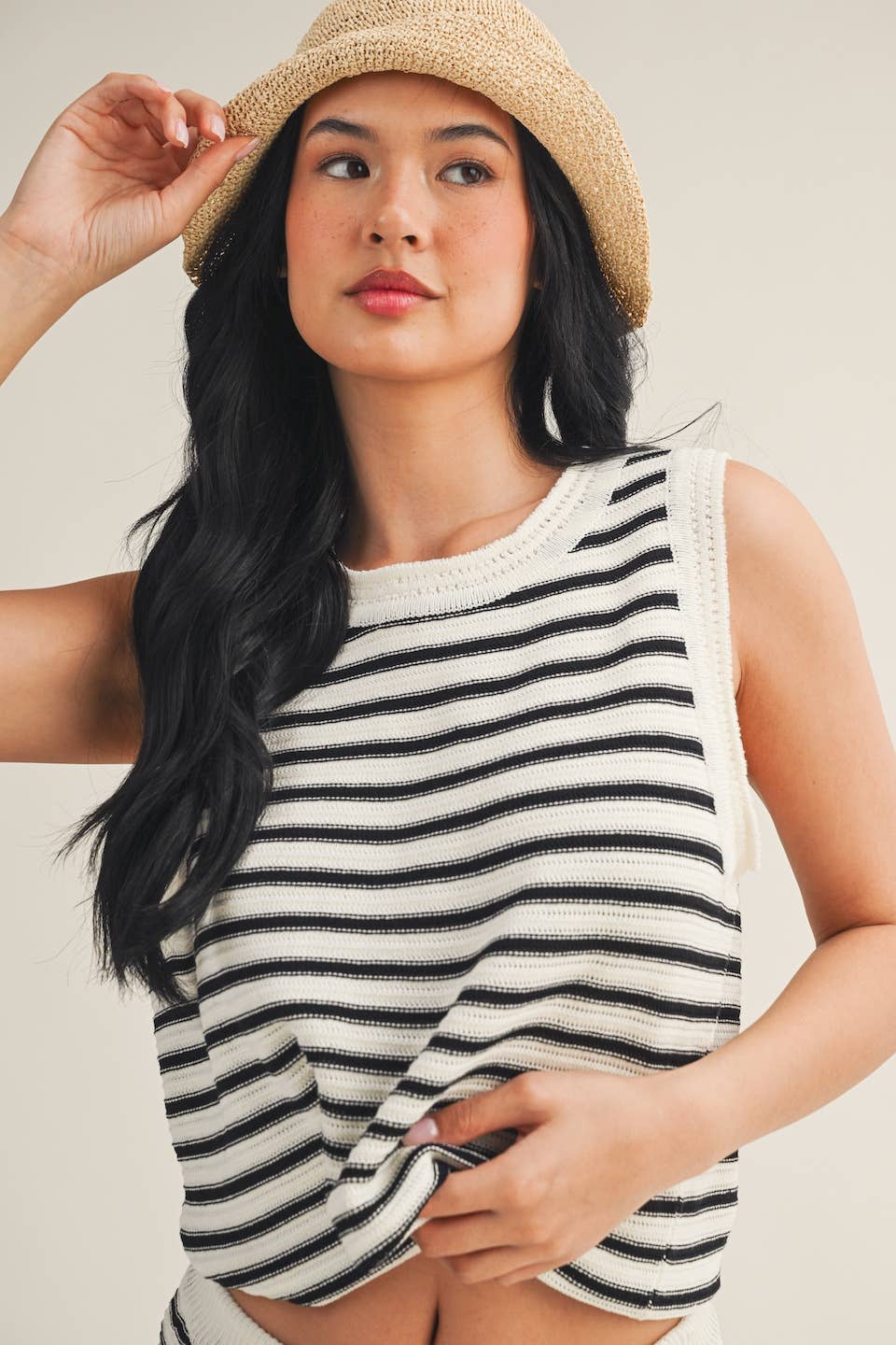 Striped Crochet Tank and Shorts Set