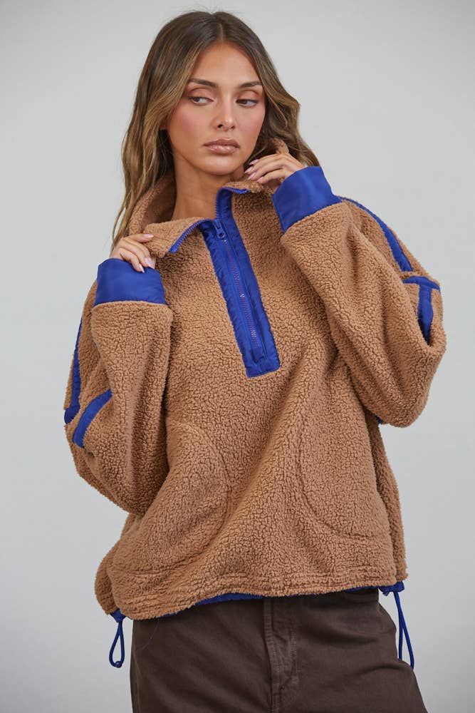 Teddy Sherpa Fleece Half Zip Pullover